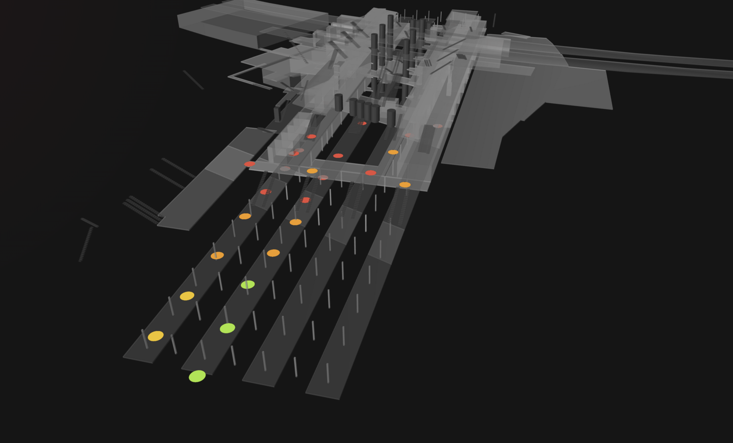 Wi-Fi signal points and heatmap across the station